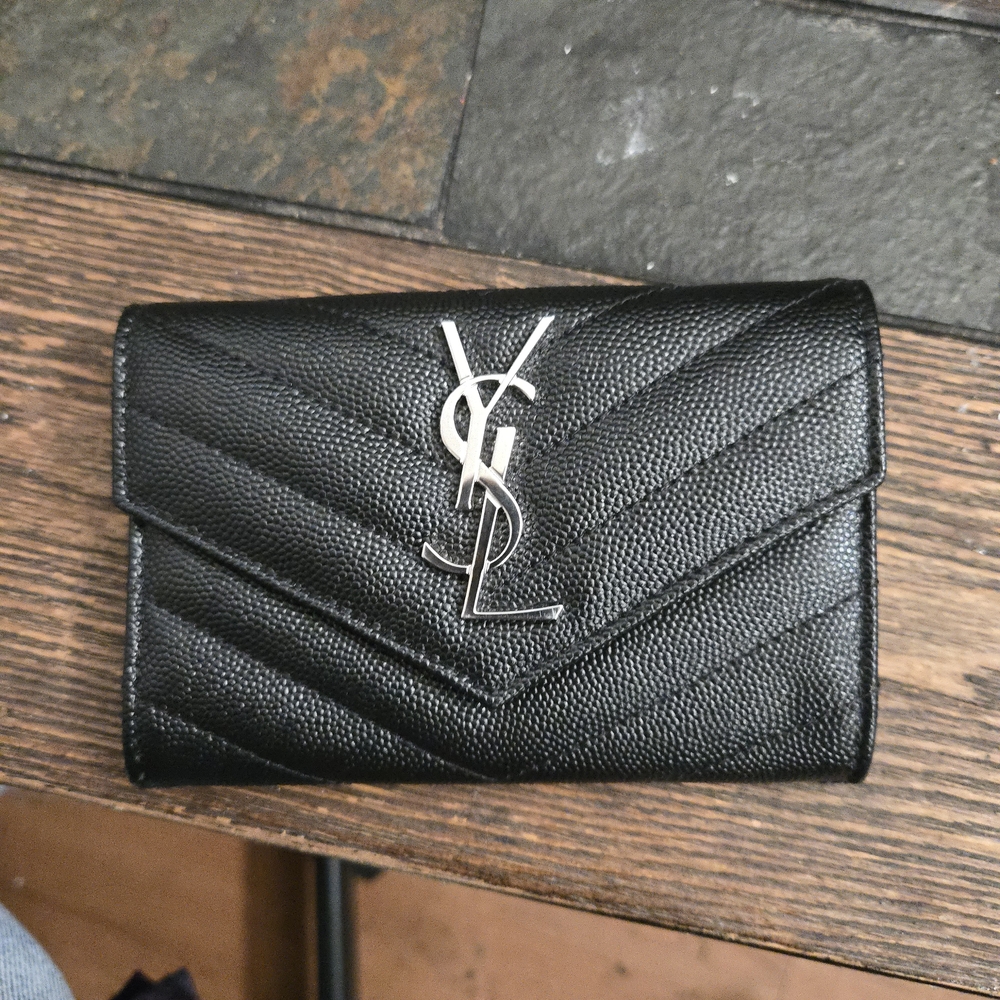 Saint Laurent Black Wallet with Silver Logo - Picture 4 of 7